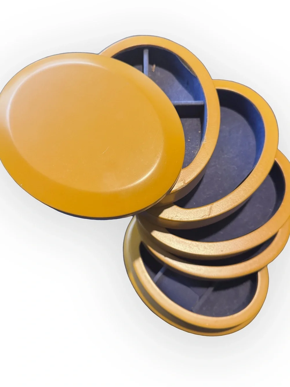 MCM Mustard Yellow oval velvet jewelry box